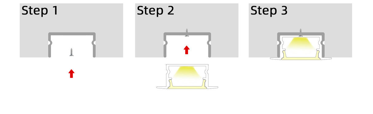 (25.05mm) 17.1mm x10mm Rectangular Aluminium Winged Recessed LED Profile in Black or Silver (DLA1710-W)