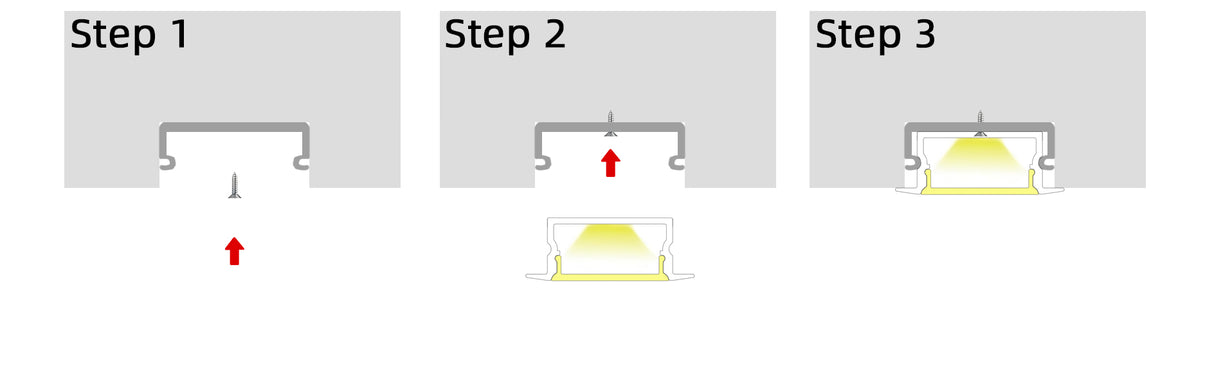 (27mm)20mm x 9.95mm Rectangular Aluminium Winged Recessed LED Profile in Black or Silver - (DLA2010 - W)