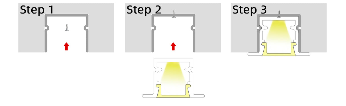 (16mm)10mm x 10mm Square Aluminium Winged Recessed LED Profile in Black or Silver (DLA1010-W)