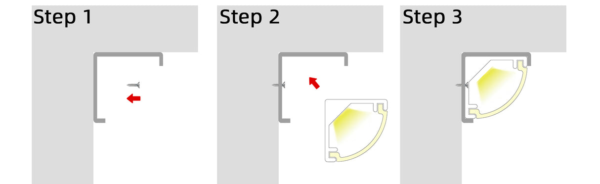 8mm x 8mm Corner Aluminium Surface Mounted LED Profile in Black or Silver (DLA1878)