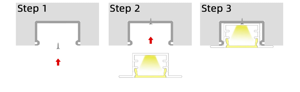 (26mm) 15mm x 10mm Rectangular Aluminium Winged Recessed LED Profile in Black or Silver  (DLA1510-W)