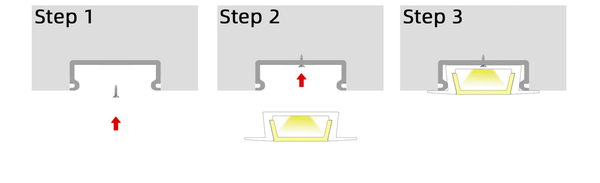 (22.5mm)15mm x 6mm Rectangular Aluminium Winged Recessed LED Profile in Black or Silver (DLA1506-W)